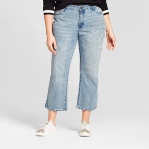 Who What Wear Pearl Embellished Crop Jeans